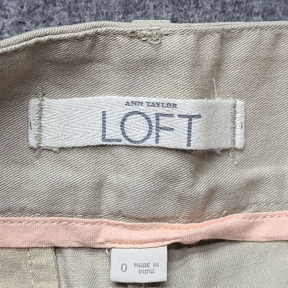 Ann Taylor Loft Shorts Womens 0 Khaki Beige Flat Front 100% Cotton Chino New - Picture 5 of 8